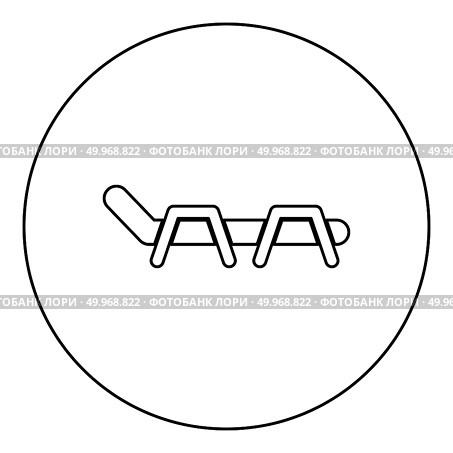 Beach chair chaise longue Beach bed icon black color in round circle outline vector illustration. Стоковая иллюстрация, агентство Ingram Publishing / Фотобанк Лори