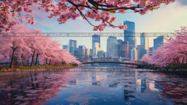 Beautiful Japanese Sakura Cherry Blossom Trees Blooming White and Pink Flowers Natural Cinematic 4K Slowmotion Footage. Стоковое AI-видео, аниматор ALLA YURTAYEVA / Фотобанк Лори