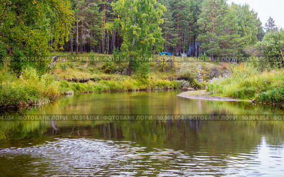 beautiful landscapes of the upper reaches of the Beloe River in the Southern Urals on an autumn morning. Стоковое фото, фотограф Акиньшин Владимир / Фотобанк Лори