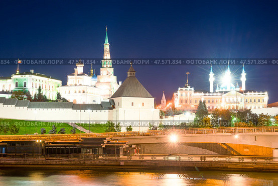 Beautiful night view of the Kazan Kremlin. Russia (2022 год). Стоковое фото, фотограф Константин Лабунский / Фотобанк Лори