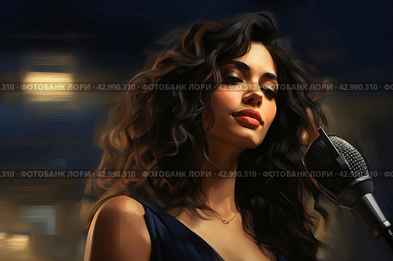 Beautiful singer woman. Generate ai. Стоковое AI-изображение, AI-художник Иван Рябоконь / Фотобанк Лори