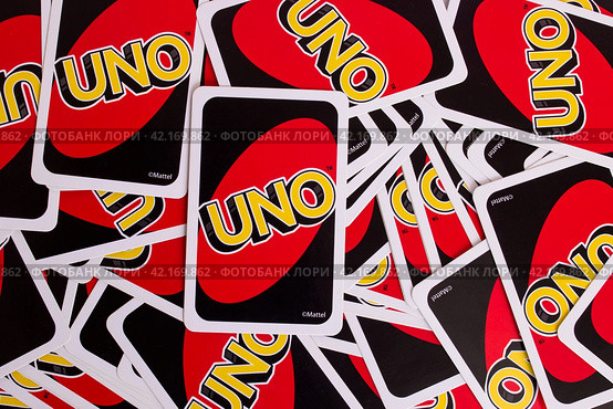 BELARUS, NOVOPOLOTSK - JANUARY 16, 2021: Uno cards close up. Редакционное фото, фотограф Аксенова Вера / Фотобанк Лори