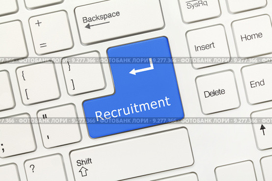 Белая концептуальная клавиатура. Клавиша Recruitment ("Рекрутинг") Стоковое фото, фотограф Самохвалов Артем / Фотобанк Лори