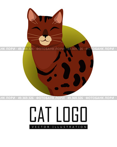 Bengal cat breed. Cute spotted, cat walking with raised tail flat vector illustration isolated on white background. Purebred pet. Domestic friend and companion animal. For pet shop ad, hobby concept. Bengal Cat Vector Flat Design Illustration. Стоковая иллюстрация, агентство Ingram Publishing / Фотобанк Лори