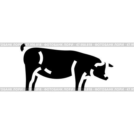 berkshire pig breed glyph icon vector illustration. Стоковая иллюстрация, иллюстратор Vectorwin / Фотобанк Лори