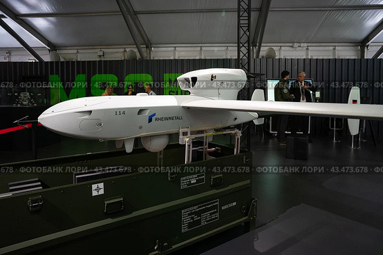 BERLIN - JUNE 06, 2024: LUNA NG (Next Generation Airborne Unmanned Close Reconnaissance Equipment) - an unmanned reconnaissance system developed by Rheinmetall AG. ILA Berlin Air Show 2024. Редакционное фото, фотограф Sergey Kohl / Фотобанк Лори