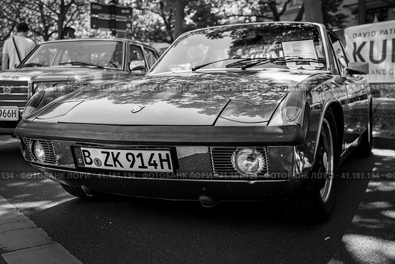 BERLIN - JUNE 18, 2022: Sports car Porsche 914-6 GT, 1970. Black and white. Classic Days Berlin. Редакционное фото, фотограф Sergey Kohl / Фотобанк Лори