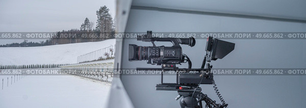 biathlon tv camera for broadcasting online. Стоковое фото, агентство Ingram Publishing / Фотобанк Лори