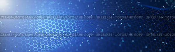 Big data. Blockchain technology. Network structure background. Artificial Intelligence. Machine learning. Data background. Wide banner. 3d render. Стоковая иллюстрация, иллюстратор Alexander / Фотобанк Лори