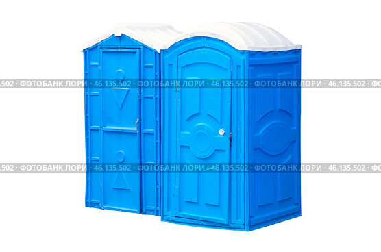 Биотуалеты на белом фоне. Bio-toilets on a white background. (2019 год). Стоковое фото, фотограф Татьяна Д / Фотобанк Лори