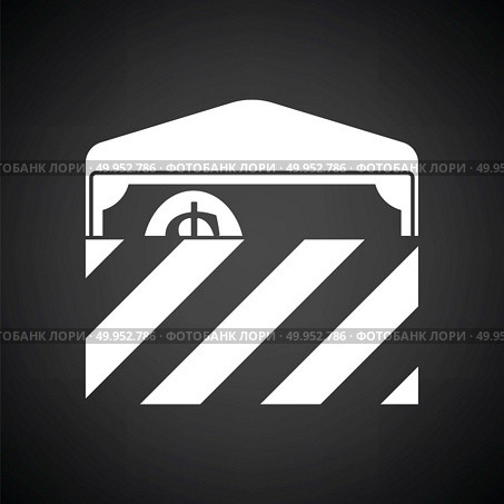 Birthday gift envelop icon with money  . Black background with white. Vector illustration. Стоковое фото, агентство Ingram Publishing / Фотобанк Лори