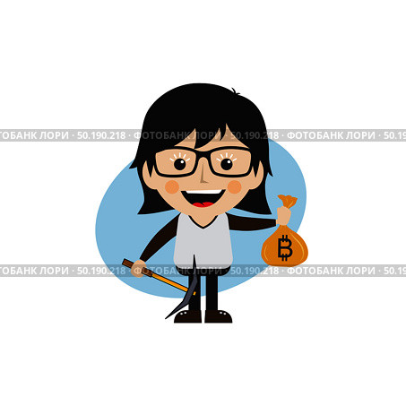 bitcoin crypto currency theme cartoon female woman miner girl vector. bitcoin crypto currency theme cartoon female woman miner girl. Стоковая иллюстрация, агентство Ingram Publishing / Фотобанк Лори