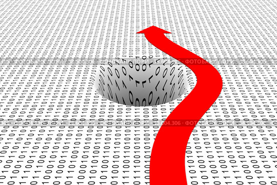 Black hole arrow binary code 3d illustration. Стоковая иллюстрация, иллюстратор Максим Иванов / Фотобанк Лори