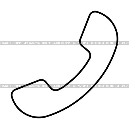 Black outline of a classic telephone handset. Ideal for communication, customer service, contact information, telephony, and messaging. Minimalist style.. Simple Black Outline of a Classic Telephone Handset for Communication and Contact Themes. Стоковая иллюстрация, агентство Ingram Publishing / Фотобанк Лори