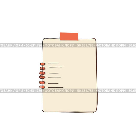Blank notebook with an orange sticky note Isolated on white background, copy space. Стоковое AI-изображение, AI-художник Елена Скрипкина / Фотобанк Лори
