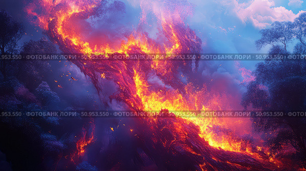 blaze growing fire ai generated. Стоковое AI-изображение, AI-художник Vectorwin / Фотобанк Лори