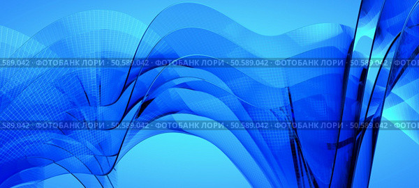 Blue dynamic and luminous waves. Abstract background. Blue dynamic and luminous waves. Стоковое фото, агентство Ingram Publishing / Фотобанк Лори