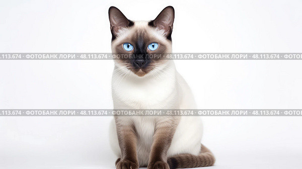 blue siamese white background ai generated. Стоковое AI-изображение, AI-художник Vectorwin / Фотобанк Лори