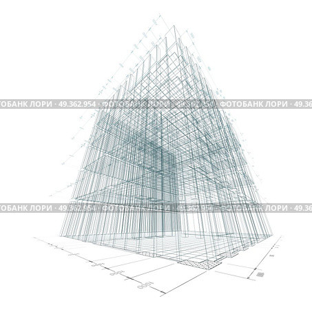 Blueprint project construction 3d rendering. Blueprint project. Architecture design and 3d rendering model my own. Blueprint project construction 3d rendering. Стоковое фото, агентство Ingram Publishing / Фотобанк Лори