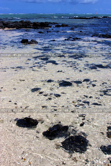 boat foam footstep indian ocean some stone in the island of deus cocos in mauritius blue bay. Стоковое фото, агентство Ingram Publishing / Фотобанк Лори