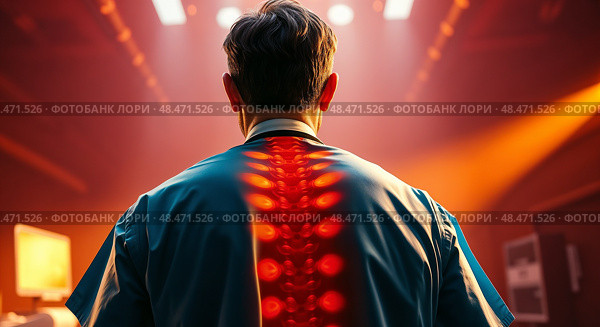 Болевой синдром в позвоночнике. Pain syndrome in the spine. Стоковое AI-изображение, AI-художник Смирнова Светлана / Фотобанк Лори
