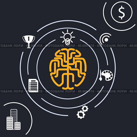 Brain analysis idea. Parts of the brain that are responsible for human development creative abilities. Стоковая иллюстрация, агентство Ingram Publishing / Фотобанк Лори