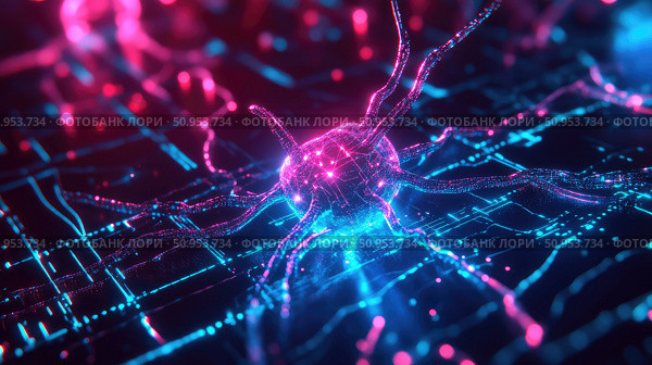 brain glitching neuron ai generated. Стоковое AI-изображение, AI-художник Vectorwin / Фотобанк Лори