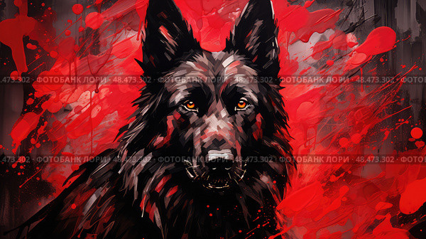 breed black german shepard ai generated. Стоковое AI-изображение, AI-художник Vectorwin / Фотобанк Лори