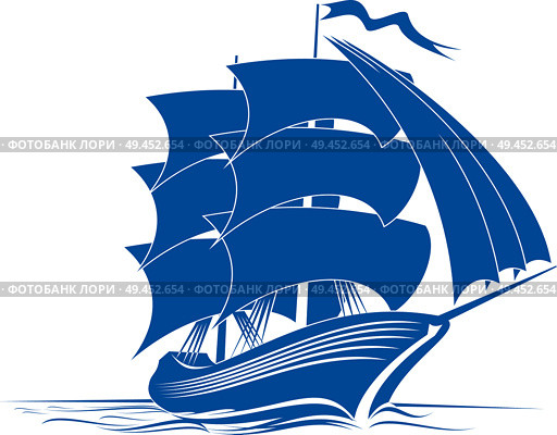Brigantine ship. Стоковая иллюстрация, иллюстратор VectorTradition / Фотобанк Лори