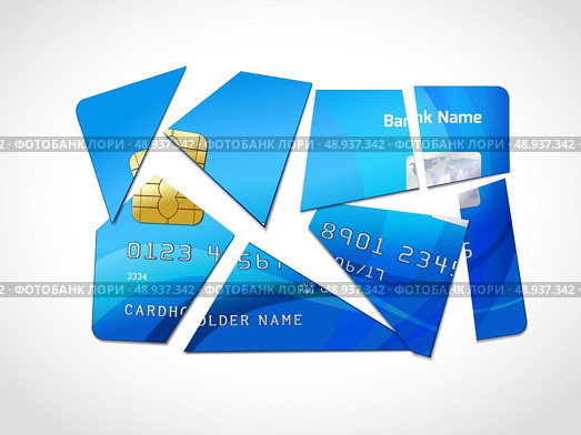 Broken credit card default debt bankruptcy symbol isolated vector illustration. Стоковая иллюстрация, агентство Ingram Publishing / Фотобанк Лори