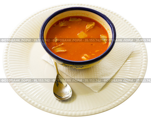 Broth Olla Morellana with beans and vegetables, Spanish cuisine. Стоковое фото, фотограф Яков Филимонов / Фотобанк Лори