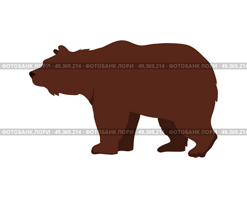Brown bear flat style vector. Wild and dangerous omnivorous animal. Northern fauna species. For nature concepts, children s books illustrating, printing materials. Isolated on white background. Brown Bear Vector Illustration in Flat Design. Brown Bear Vector Illustration in Flat Design. Стоковая иллюстрация, агентство Ingram Publishing / Фотобанк Лори