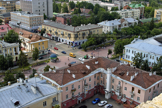 Бульвар Чавайна с ул. Советская перекресток с высоты (2009 год). Редакционное фото, фотограф Никита Ветренный / Фотобанк Лори