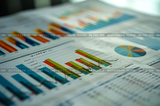 Business charts and graphs showing market growth. Стоковое AI-изображение, AI-художник Иван Рябоконь / Фотобанк Лори