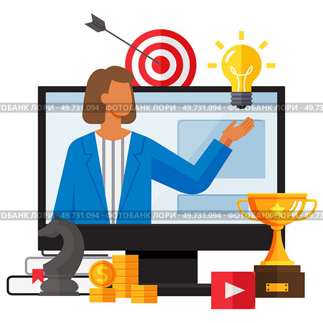 Business motivation. Finance target. Solution searching. Goals and objectives, sales growth and successful taemwork, creative plan, goal setting concept, business training with team leader in computer. Business motivation. Finance target. Solution searching. Goals and objectives, business grow. Стоковая иллюстрация, агентство Ingram Publishing / Фотобанк Лори