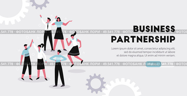 Business partnership advantages basic principles horizontal landing web page banner with teamwork collaboration symbols flat vector illustration. Стоковая иллюстрация, агентство Ingram Publishing / Фотобанк Лори