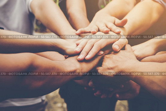 Business teamwork join hands together. Business teamwork concept. Стоковое фото, агентство Ingram Publishing / Фотобанк Лори