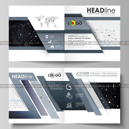 Business templates for square design bi fold brochure, flyer, annual report. Leaflet cover, vector layout. Abstract infographic background made from lines, symbols, charts, other elements.. Business templates for square design bi fold brochure, magazine, flyer, booklet or annual report. Leaflet cover, abstract flat layout, easy editable vector. Abstract infographic background in minimalist style made from lines, symbols, charts, diagrams and other elements. Стоковая иллюстрация, агентство Ingram Publishing / Фотобанк Лори