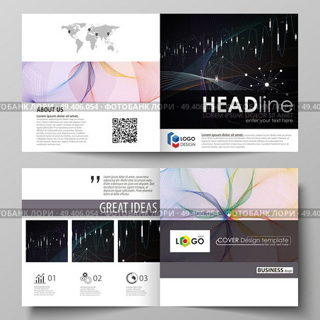 Business templates for square design bi fold brochure, magazine, flyer, booklet or annual report. Leaflet cover, abstract flat layout, easy editable vector. Colorful abstract infographic background in minimalist style made from lines, symbols, charts, diagrams and other elements.. Business templates for square design bi fold brochure, flyer, annual report. Leaflet cover, vector layout. Colorful abstract infographic background made from lines, symbols, charts, other elements. Стоковая иллюстрация, агентство Ingram Publishing / Фотобанк Лори