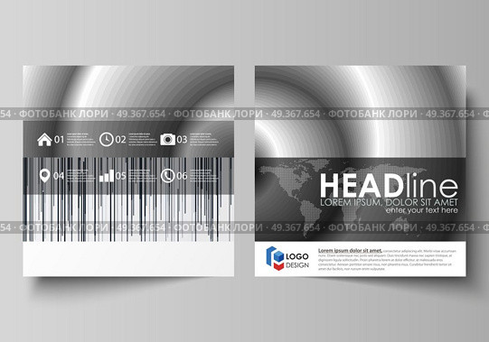 Business templates for square design brochure, magazine, flyer, booklet, report. Leaflet cover, abstract vector layout. Simple monochrome geometric pattern. Minimalistic background. Gray color shapes.. Business templates for square design brochure, magazine, flyer, booklet or annual report. Leaflet cover, abstract flat layout, easy editable vector. Simple monochrome geometric pattern. Minimalistic background. Gray color shapes. Стоковая иллюстрация, агентство Ingram Publishing / Фотобанк Лори