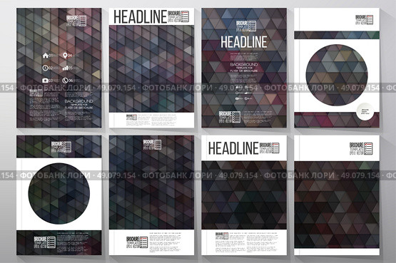 Business vector templates for brochure, flyer or booklet. Graffiti wall. Collection of abstract multicolored backgrounds. Geometrical patterns. Triangular style vector. Стоковая иллюстрация, агентство Ingram Publishing / Фотобанк Лори