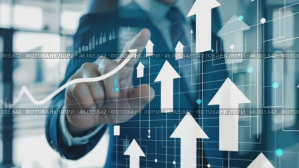 Businessman and growing graph investment. Finance save. Success, growth wealth stock market. Business in the digital age. Trading chart in financial concepts. Prosperity. Cryptocurrency. Technology. Стоковое AI-видео, аниматор Марина Демидюк / Фотобанк Лори