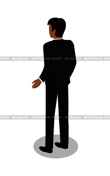 Businessman icon. Man character in business suit standing turned back isometric projection vector illustration isolated on white background. For apps, infographics, game environment, web design. Businessman Character Isometric Icon. Стоковая иллюстрация, агентство Ingram Publishing / Фотобанк Лори