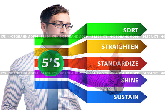 Businessman in 5S workplace organisation concept. Стоковое фото, фотограф Elnur / Фотобанк Лори