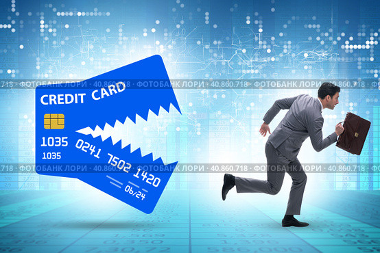 Businessman in credit card debt concept. Стоковое фото, фотограф Elnur / Фотобанк Лори