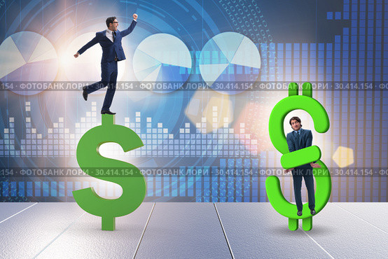 Businessman in dollar and debt concept. Стоковое фото, фотограф Elnur / Фотобанк Лори