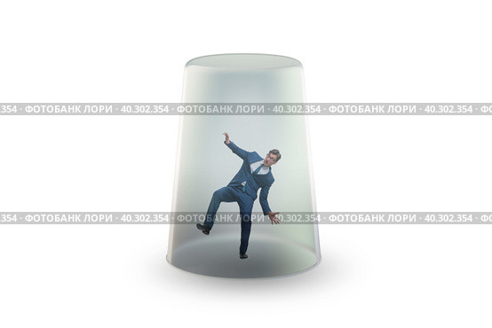 Businessman trapped in transparent glass. Стоковое фото, фотограф Elnur / Фотобанк Лори