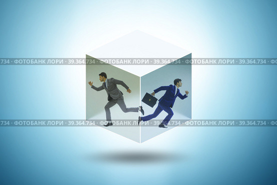 Businessman trapped in transparent glass cube. Стоковое фото, фотограф Elnur / Фотобанк Лори