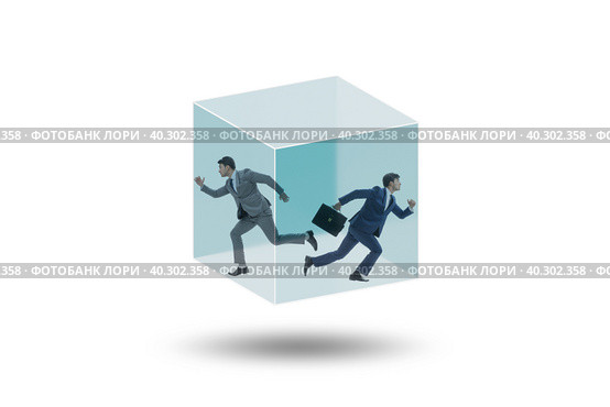 Businessman trapped in transparent glass cube. Стоковое фото, фотограф Elnur / Фотобанк Лори