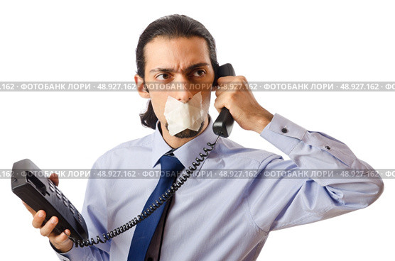 Businessman with his lips sealed. Стоковое фото, агентство Ingram Publishing / Фотобанк Лори